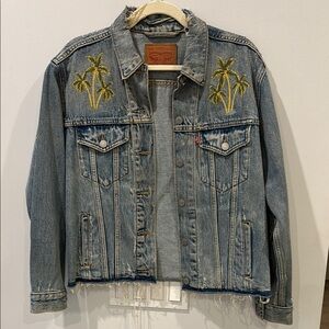 Levi's Blue Denim Jacket with Palm Tree Embroidery